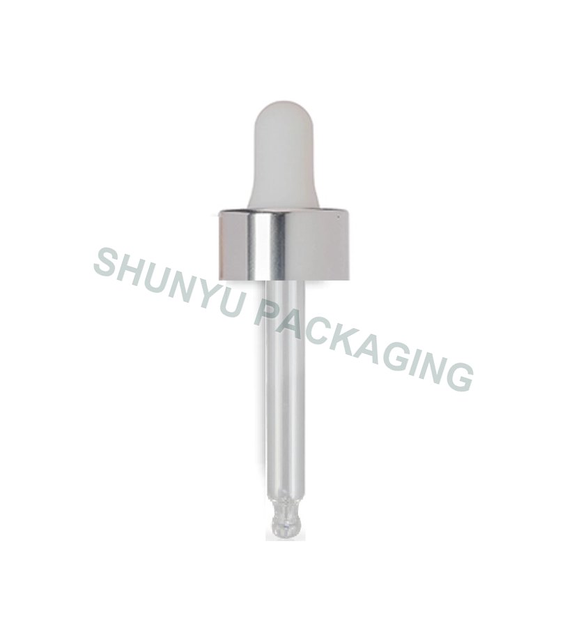 1 oz 20-400 White & Shiny Silver Bullnose Glass Dropper with 76mm Pipette