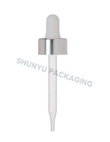 1 oz 20-400 White & Shiny Silver Glass Dropper with 76mm Pipette