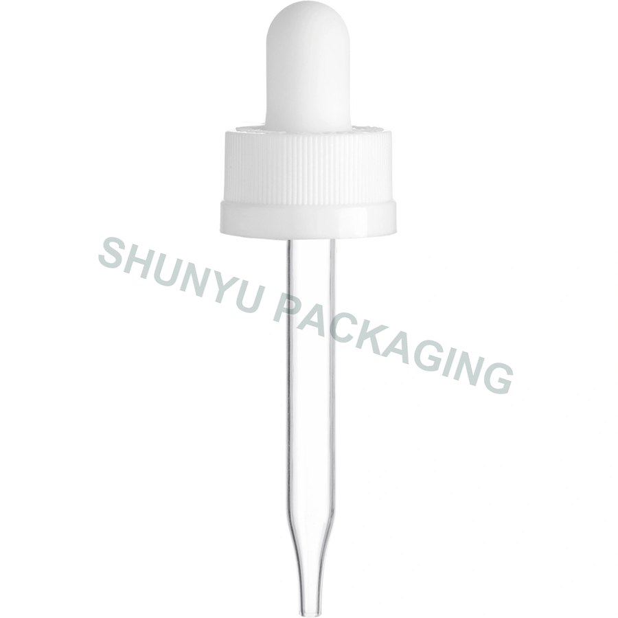 18mm 18-400 White Child Resistant Glass Dropper for 1/2 oz Bottles