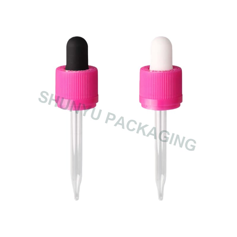 18mm 18-415 Custom Color Child Resistant & Tamper Evident Dropper with 66mm Glass Pipette