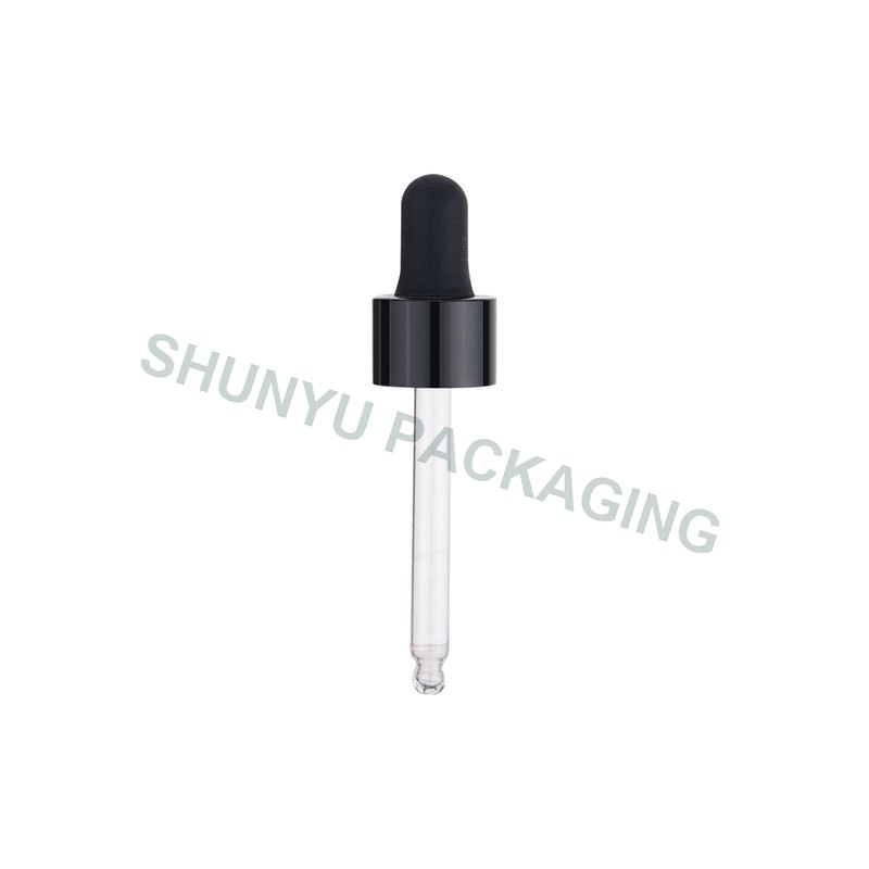 18mm 18-415 Smooth Black Dropper with Ball Tip Glass Pipette