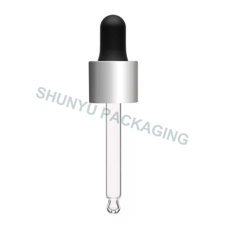18mm 18-415 White & Silver Dropper with Sharp Tip Glass Pipette
