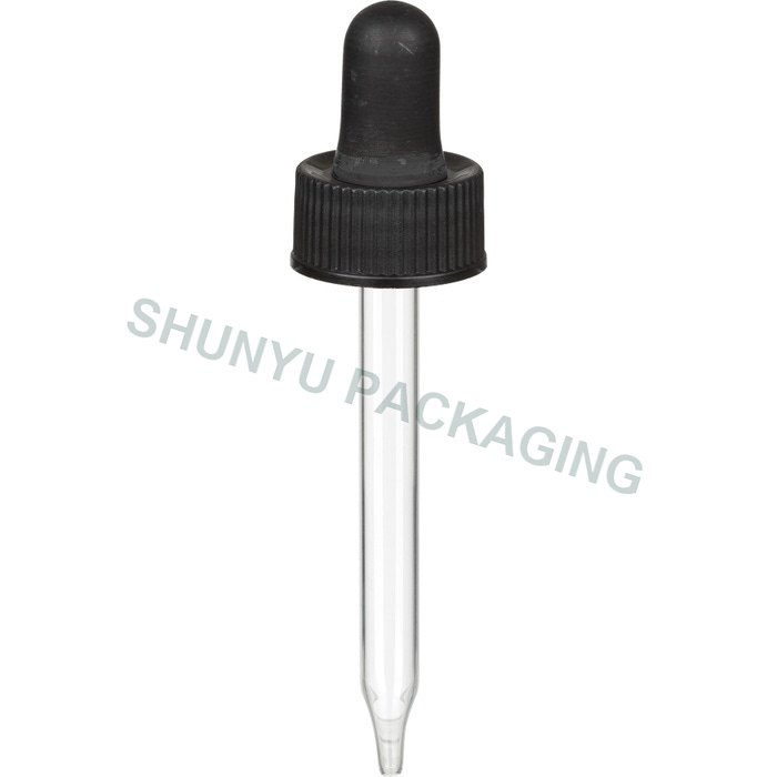 20mm 20-400 Black Glass Dropper for 1 oz Boston Bottles