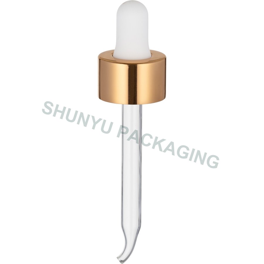 20mm 20-400 Gold Metal Shell Glass Dropper with Bent Tip Pipette for 1 oz Bottles