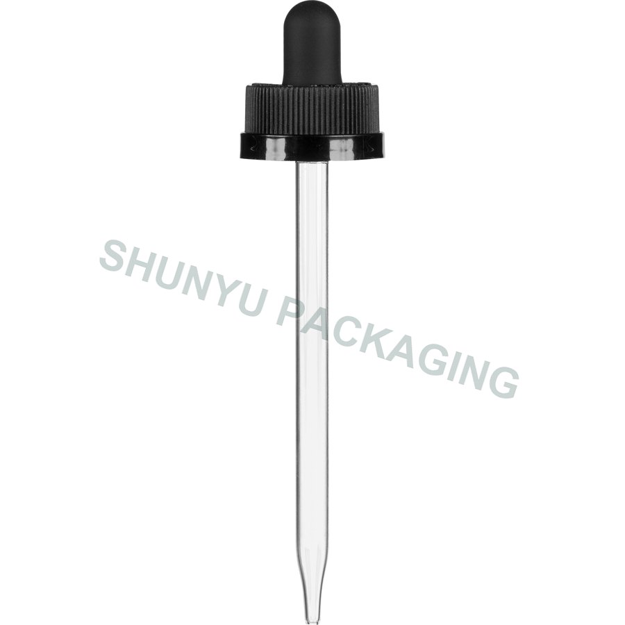22mm 22-400 Black Child Resistant Glass Dropper for 4 oz Bottles