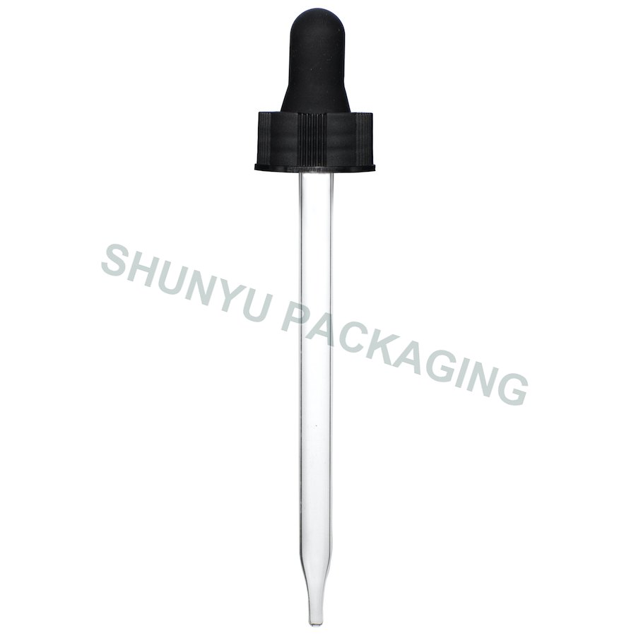 22mm 22-400 Black Glass Dropper with Semi Ribbed Cap & 110mm Pipette for 4 oz Bottles