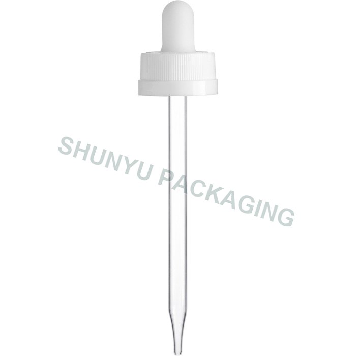 22mm 22-400 White Child Resistant Glass Dropper for 4 oz Bottles
