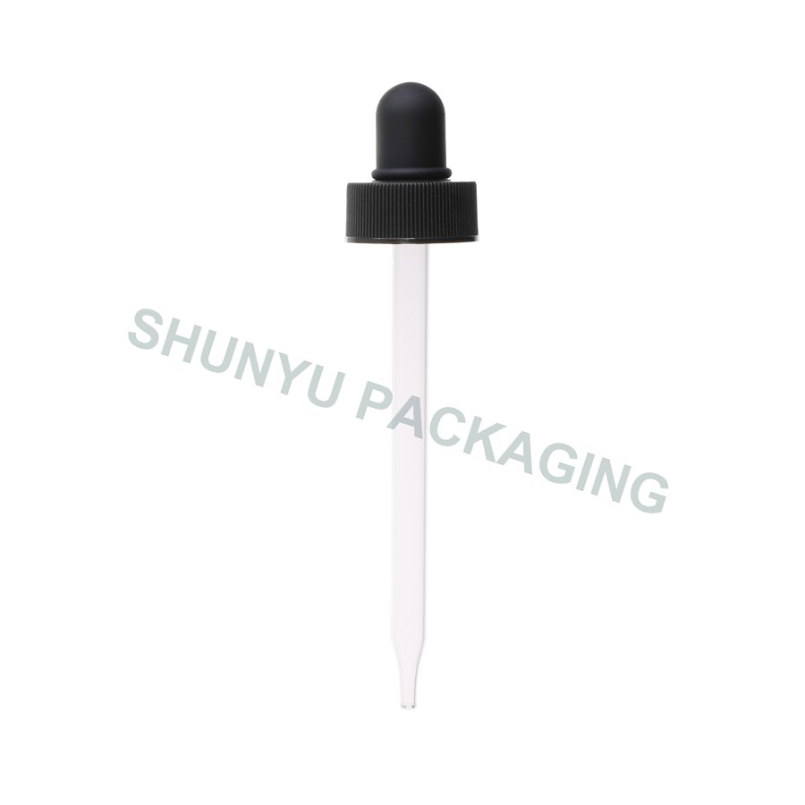 24mm 24-400 Black Glass Dropper with Ribbed Cap & 109mm Pipette